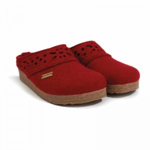 Haflinger Lacey Clogs Damen Rot | HEQ927356