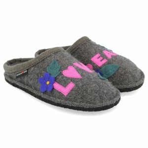 Haflinger Love & Peace Hausschuhe Damen Grau | FHB967534