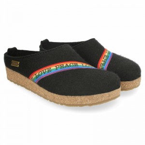 Haflinger Rainbow Clogs Damen Schwarz | HMU563471