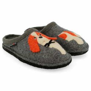 Haflinger Spaniel Hausschuhe Herren Grau | KMJ503981